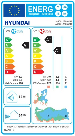 Hyundai klima uređaj Performance Inverter Plus 3.5 kW, ASCI-128CBW4B/ASCO-128CBW4B