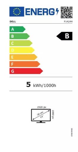 Dell 14" Portable monitor P1424H, IPS Full HD, 60Hz, 6ms, ComfortView, 2x USB-C, Sleeve