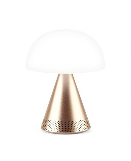 LEXON prijenosna LED svjetiljka i bluetooth zvučnik Mina L Audio, zlatna