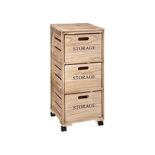 Five ladičar s 3 ladice na kotače, 34 x 31.4 x 82.2 cm, Pawlonia Natur