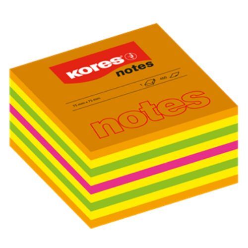 Blok kocka, Kores, 75X75 mm, 450 listića, neon, 4 boje