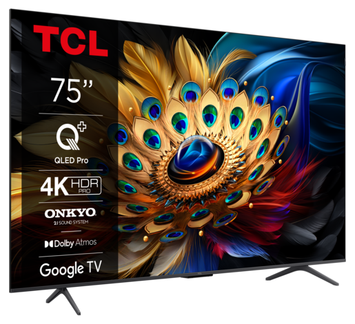 TCL 75" QLED TV 75C655, 4K UHD, Google Smart TV, Dolby Vision IQ & Dolby Atmos, HDR10+