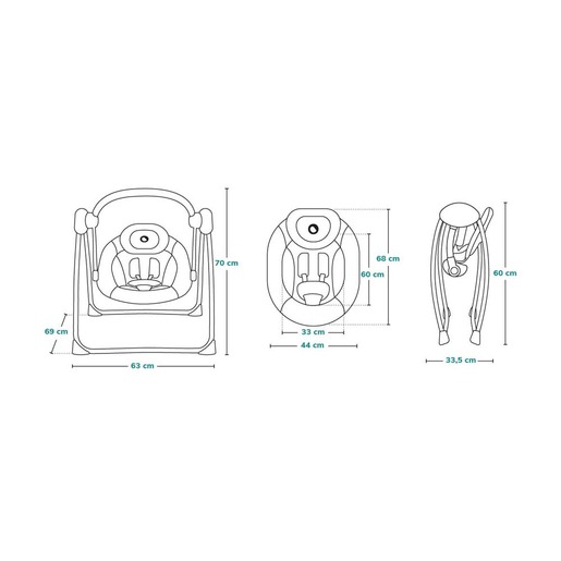 Lionelo ljuljačka Ruben, Stone Grey Turquoise