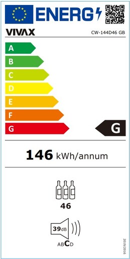 Vivax vinski frižider CW-144D46 GB