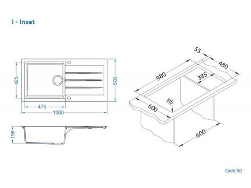Alveus sudoper CADIT 50 Concrete