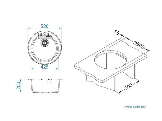 Alveus sudoper CADIT 100 Concrete