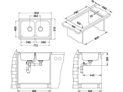 Alveus sudoper ELEGANT 40, brušeni čelik