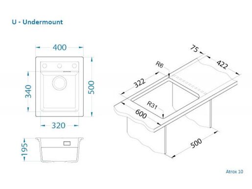 Alveus sudoper ATROX 10 Beige