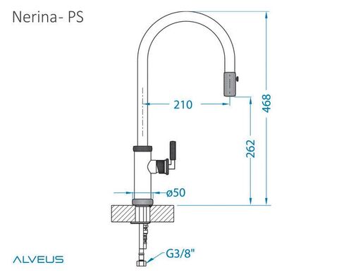 Alveus slavina NERINA - PS, brušeni čelik