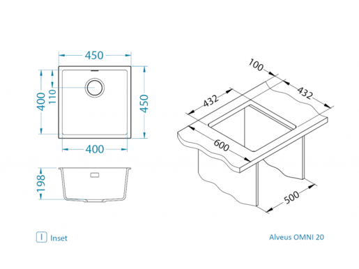 Alveus sudoper OMNI 20 Concrete