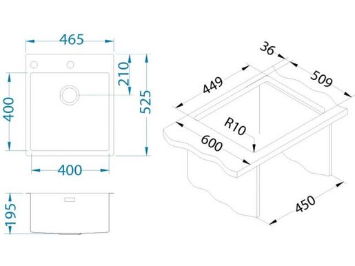 Alveus sudoper PURE UP 20, brušeni čelik