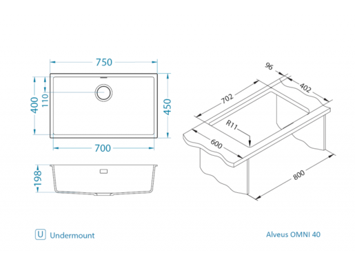 Alveus sudoper OMNI 40 Concrete