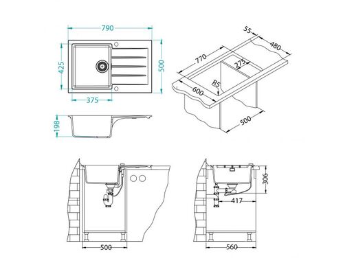 Alveus sudoper CADIT 20 Concrete