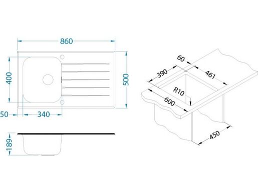 Alveus sudoper GLASSIX UP  10, crna