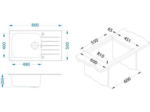 Alveus sudoper GLASSIX UP 40, crna