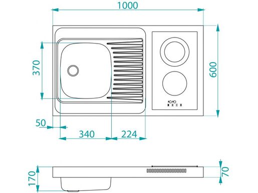 Alveus sudoper COMBI CERAL 100 lijevi