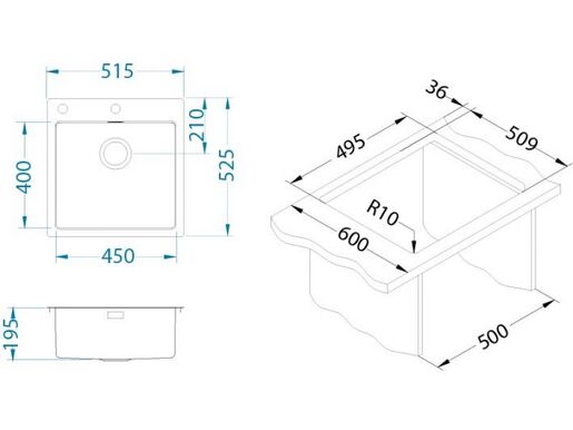 Alveus sudoper PURE UP 30, brušeni čelik