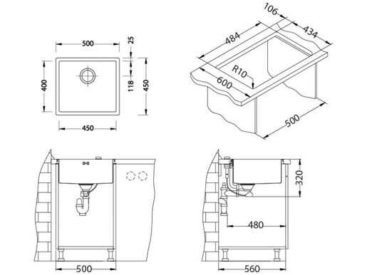Alveus sudoper QUADRIX 40, brušeni čelik