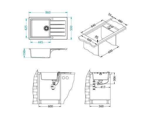 Alveus sudoper CADIT 40 Concrete