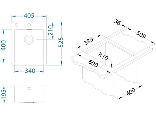 Alveus sudoper PURE UP 10, brušeni čelik