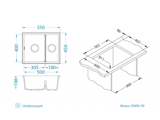 Alveus sudoper OMNI 50 Concrete