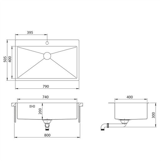 Set sudoper Luna 100 N + slavina Vida, krom mat
