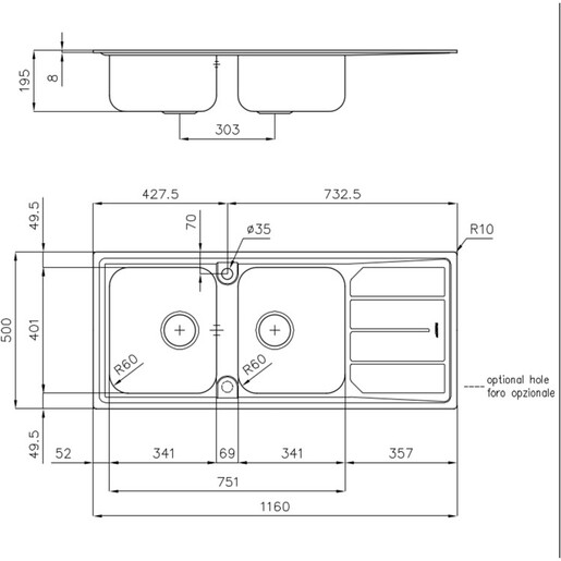 Set sudoper Foster Elettra 5812060 + slavina Vida, krom mat