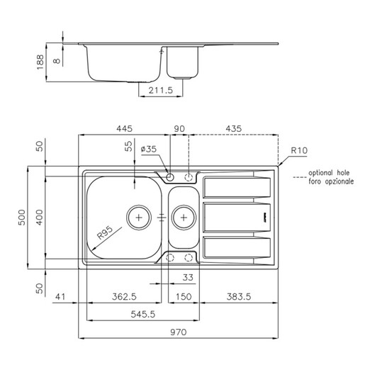 Set sudoper Foster FM Marine 1973960 + slavina Vida, krom mat