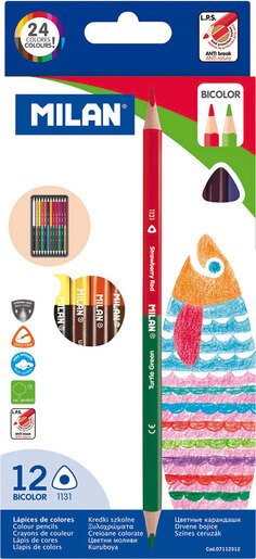 Drvene bojice, MILAN, Bicolor, 12/1, 24 boje