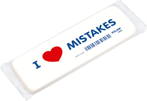 Gumica MILAN, velika, "I <3 MISTAKES"