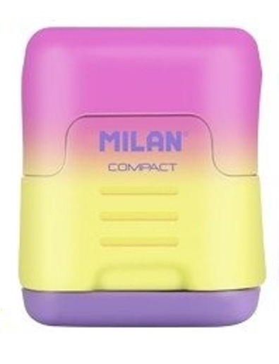 Šiljilo plastično, MILAN, 2 rupe, Compact Sunset, roza/ žuta