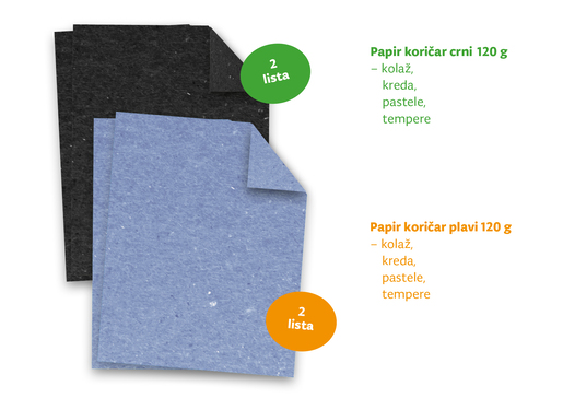 Likovna mapa s kolaž-papirom i raster-papirom 1 i 2