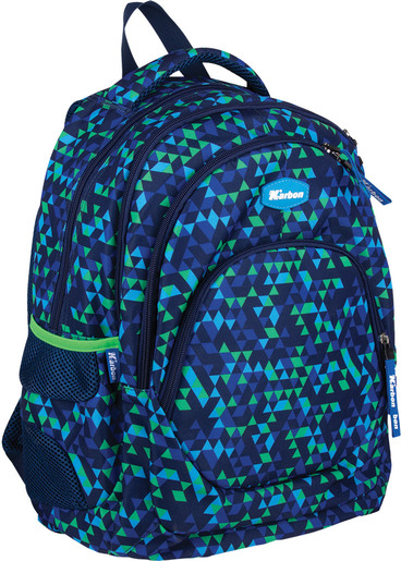 Školski ruksak, ergonomski, Karbon, 4 ZIP TRIANGULAR UNIVERSE