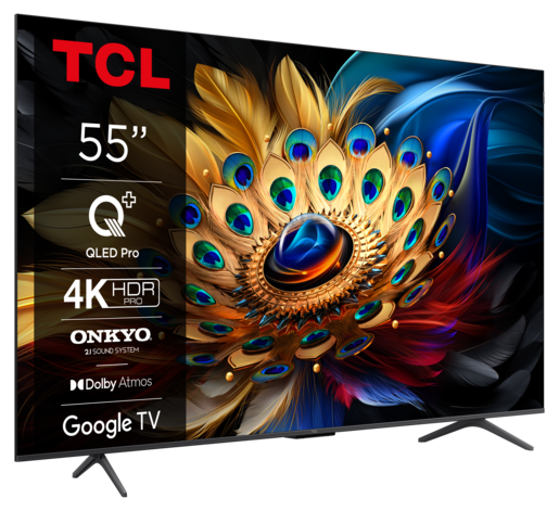 TCL 55" QLED TV 55C655, 4K UHD, Google Smart TV, Dolby Vision IQ & Dolby Atmos, HDR10+