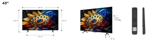 TCL 43" QLED TV 43C655, 4K UHD, Google Smart TV, Dolby Vision IQ & Dolby Atmos, HDR10+