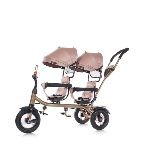Chipolino tricikl za blizance 2Play Golden Beige