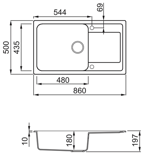 Set sudoper Life 410 + slavina Vida, Bakar/Crna