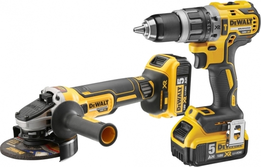 DEWALT akumulatorski set bušilica-odvijač DCD796P2 + kutna brusilica DCG405N + 2 x 18V 5,0 Ah