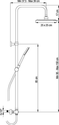 AQG Alpha tuš sistem, kvadratni, bijeli