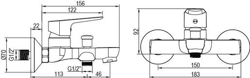 AQG LILE mješalica za kadu, krom