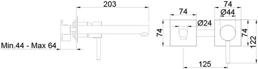 AQG STICK mješalica za umivaonik podžbukna, krom