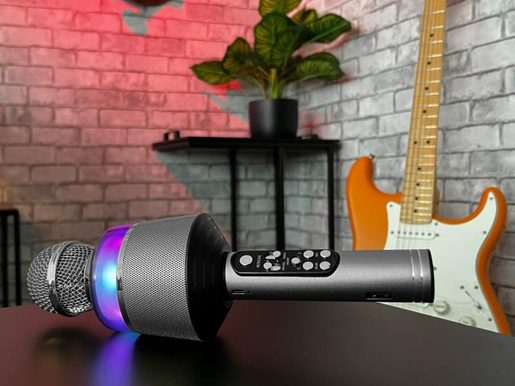 N-Gear mikrofon karaoke STAR MIC, BT, RGB svjetlosni efekti, baterija, srebrni