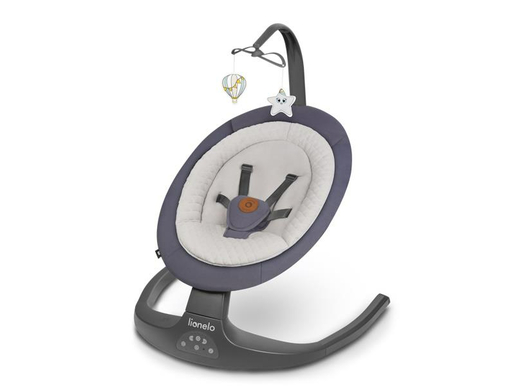 Lionelo dječja zibalica RALF, 12 melodija, 5 brzina, igračke, siva