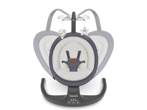 Lionelo dječja zibalica RALF, 12 melodija, 5 brzina, igračke, siva