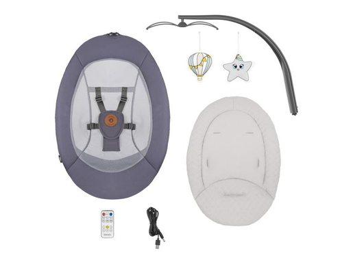 Lionelo dječja zibalica RALF, 12 melodija, 5 brzina, igračke, siva