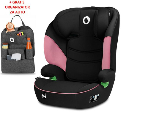 Lionelo i-Size autosjedalica Lars, 100-150cm, roza + ORGANIZATOR