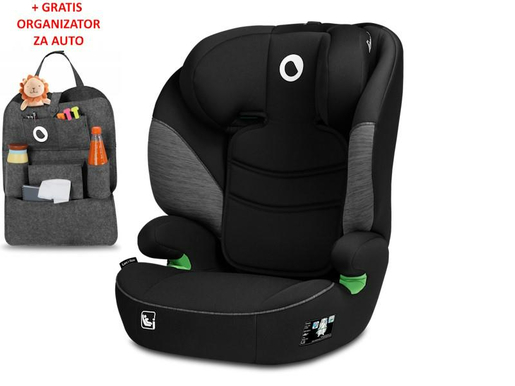 Lionelo i-Size autosjedalica Lars, 100-150cm, siva + ORGANIZATOR