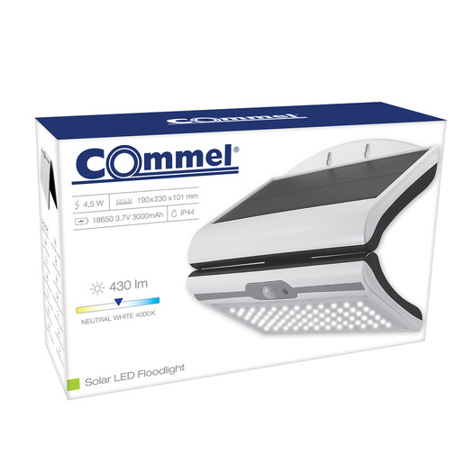 COMMEL LED solarni reflektor sa senzorom 4.5W, 4000K, 420lm, IP44, bijeli