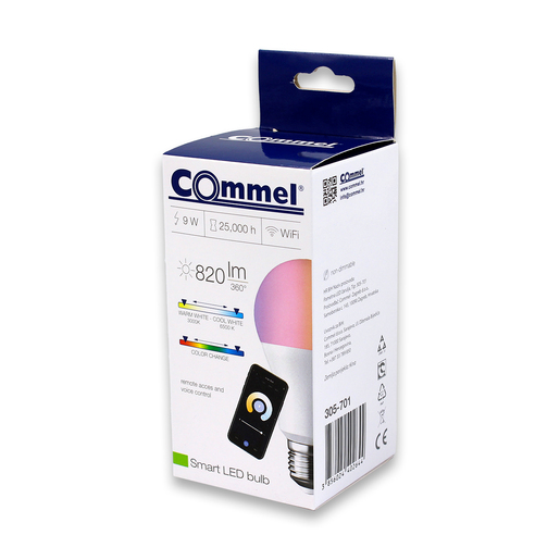 COMMEL pametna Wi-Fi LED žarulja - E27, 9W