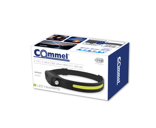 COMMEL LED naglavna svjetiljka sa senzorom, 6 razina osvjetljenja, 4W, 280lm, 1200mAh